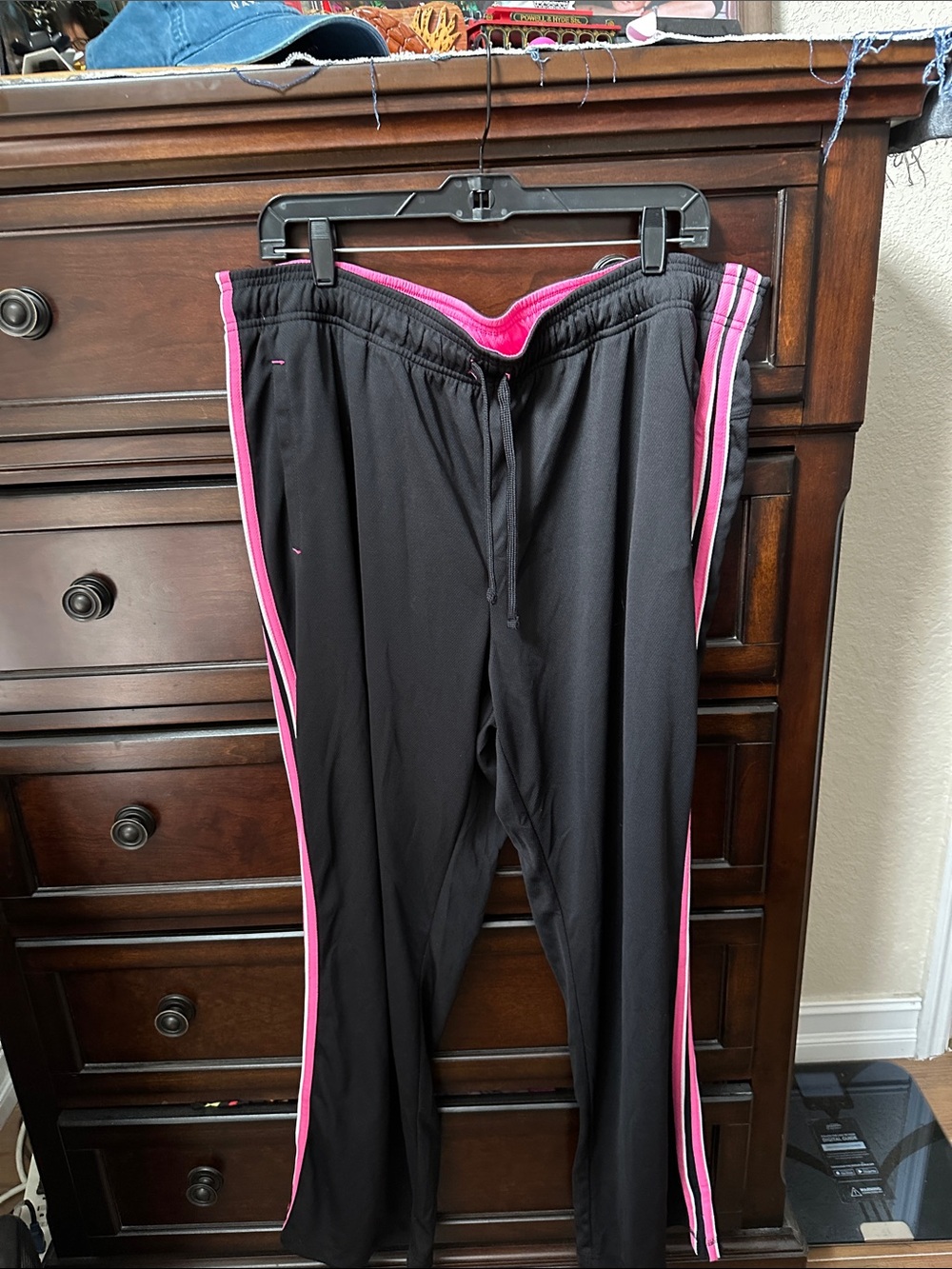 made for life Black Track Pants with Pink Side Stripes